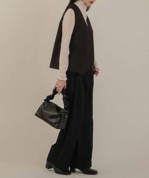 Jeudi（ジュディ）の「デザインベルトタックワイドスラックス（スラックス・レディース・ブラック/アイボリー/ネイビー・M/L/S）」の14枚目の写真