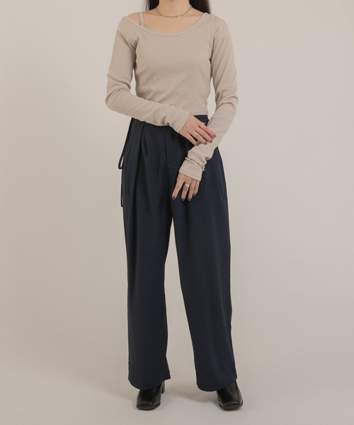 Jeudi（ジュディ）の「デザインベルトタックワイドスラックス（スラックス・レディース・ブラック/アイボリー/ネイビー・M/L/S）」の11枚目の写真