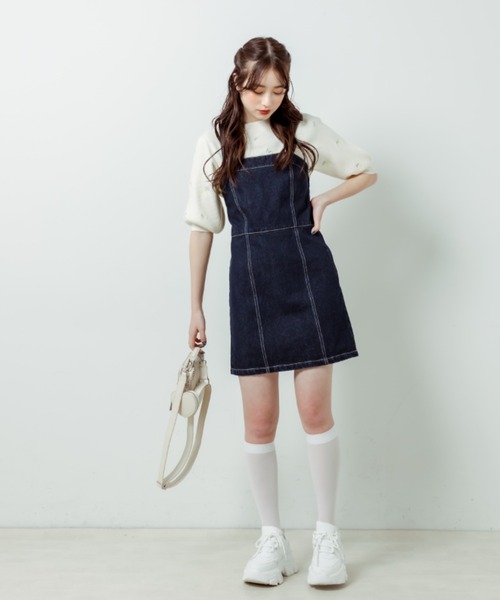 OLIVE des OLIVE（オリーブデオリーブ）の「花刺繍ニット（ニット/セーター・レディース・イエロー/ブラック/オフホワイト・FREE）」の7枚目の写真