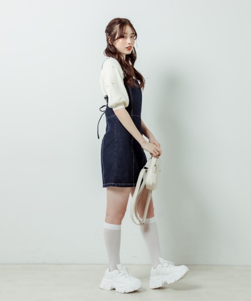 OLIVE des OLIVE（オリーブデオリーブ）の「花刺繍ニット（ニット/セーター・レディース・イエロー/ブラック/オフホワイト・FREE）」の8枚目の写真