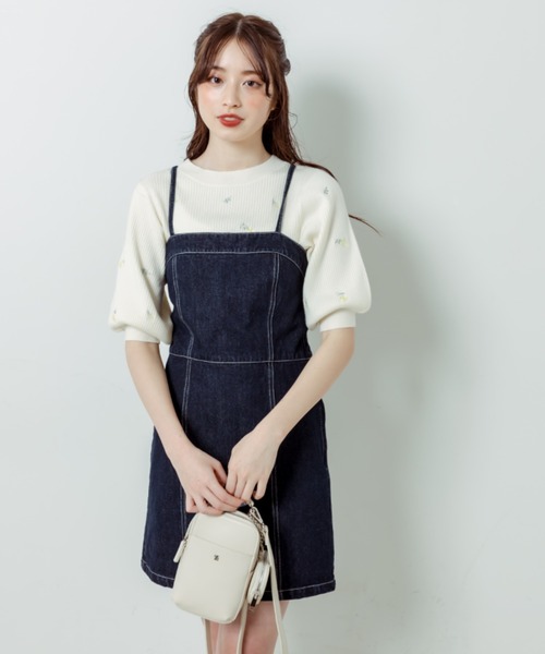 OLIVE des OLIVE（オリーブデオリーブ）の「花刺繍ニット（ニット/セーター・レディース・イエロー/ブラック/オフホワイト・FREE）」の10枚目の写真