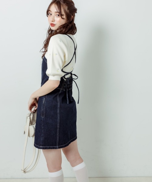 OLIVE des OLIVE（オリーブデオリーブ）の「花刺繍ニット（ニット/セーター・レディース・イエロー/ブラック/オフホワイト・FREE）」の11枚目の写真