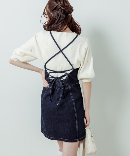 OLIVE des OLIVE（オリーブデオリーブ）の「花刺繍ニット（ニット/セーター・レディース・イエロー/ブラック/オフホワイト・FREE）」の12枚目の写真