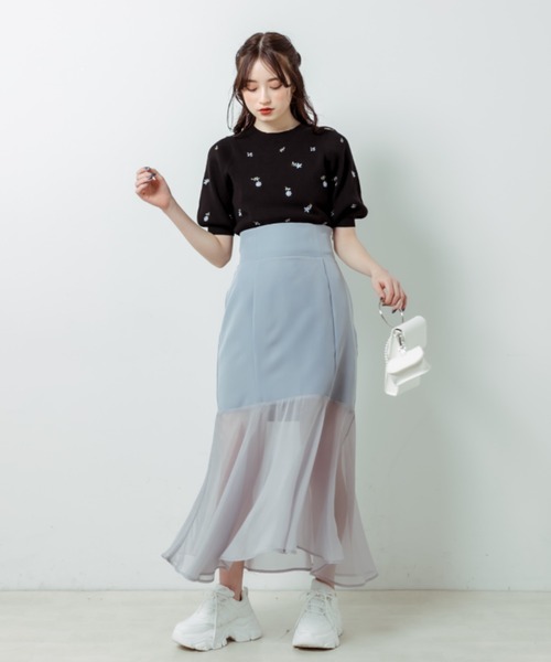 OLIVE des OLIVE（オリーブデオリーブ）の「花刺繍ニット（ニット/セーター・レディース・イエロー/ブラック/オフホワイト・FREE）」の15枚目の写真