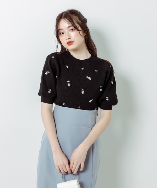 OLIVE des OLIVE（オリーブデオリーブ）の「花刺繍ニット（ニット/セーター・レディース・イエロー/ブラック/オフホワイト・FREE）」の18枚目の写真