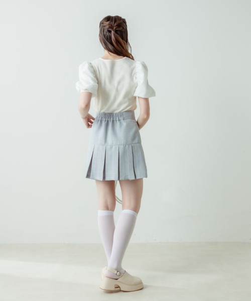 OLIVE des OLIVE（オリーブデオリーブ）の「袖異素材配色プルオーバー（Tシャツ/カットソー・レディース・ブラック/オフホワイト/サックスブルー・FREE）」の6枚目の写真