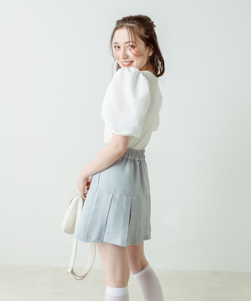 OLIVE des OLIVE（オリーブデオリーブ）の「袖異素材配色プルオーバー（Tシャツ/カットソー・レディース・ブラック/オフホワイト/サックスブルー・FREE）」の8枚目の写真