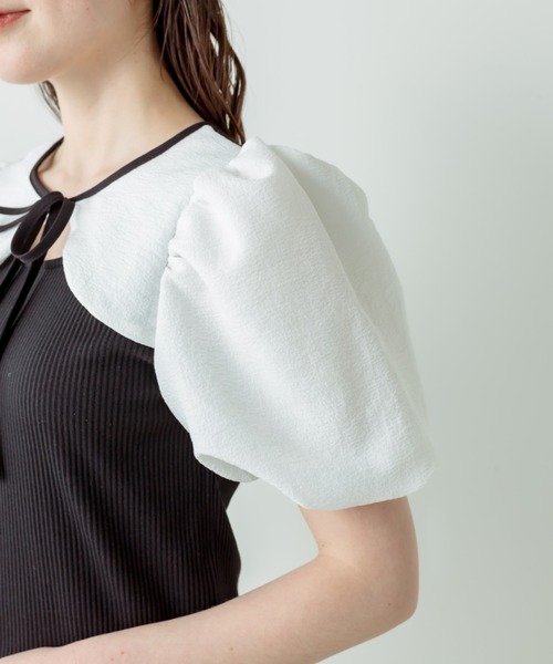 OLIVE des OLIVE（オリーブデオリーブ）の「袖異素材配色プルオーバー（Tシャツ/カットソー・レディース・ブラック/オフホワイト/サックスブルー・FREE）」の21枚目の写真