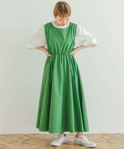 ITEMS URBANRESEARCH(アイテムズ アーバンリサーチ)の「バッククロスリネンワンピース(ジャンパースカート・レディース・パープル/モカ/グリーン系その他/ライトブルー/オレンジ/ブラック・SMALL/MEDIUM)」の12枚目の写真