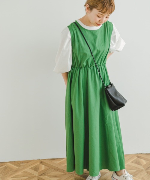 ITEMS URBANRESEARCH(アイテムズ アーバンリサーチ)の「バッククロスリネンワンピース(ジャンパースカート・レディース・パープル/モカ/グリーン系その他/ライトブルー/オレンジ/ブラック・SMALL/MEDIUM)」の15枚目の写真