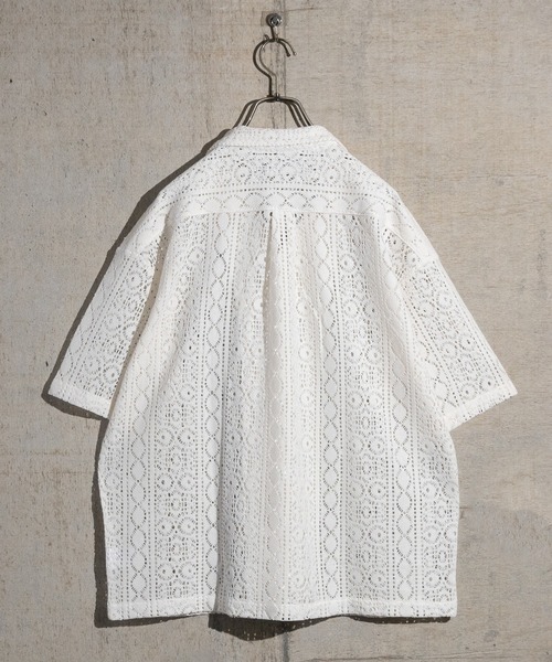 【a】バルファレース ルーズシルエット オープンカラー シアーシャツ(シャツ/ブラウス)|Naive magic(ナイーブマジック) 【a】バルファレース ルーズシルエット オープンカラー シアーシャツ(シャツ/ブラウス)|Naive magic(ナイーブマジック)