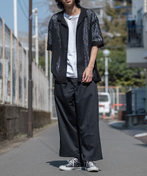 【a】バルファレース ルーズシルエット オープンカラー シアーシャツ(シャツ/ブラウス)|Naive magic(ナイーブマジック) 【a】バルファレース ルーズシルエット オープンカラー シアーシャツ(シャツ/ブラウス)|Naive magic(ナイーブマジック)