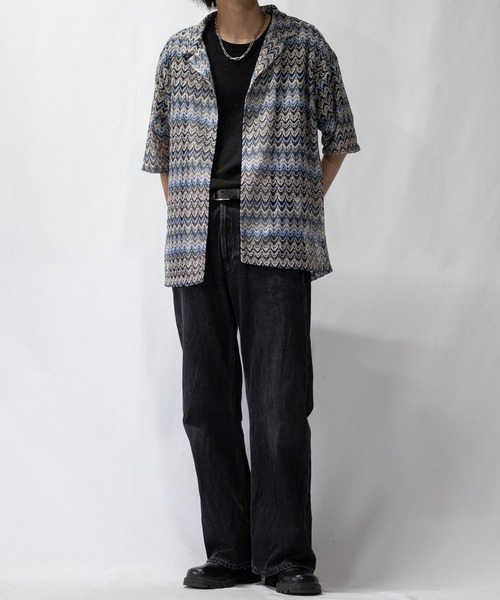 【a】バルファレース ルーズシルエット オープンカラー シアーシャツ(シャツ/ブラウス)|Naive magic(ナイーブマジック) 【a】バルファレース ルーズシルエット オープンカラー シアーシャツ(シャツ/ブラウス)|Naive magic(ナイーブマジック)