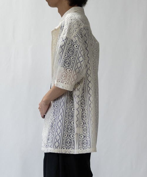 【a】バルファレース ルーズシルエット オープンカラー シアーシャツ(シャツ/ブラウス)|Naive magic(ナイーブマジック) 【a】バルファレース ルーズシルエット オープンカラー シアーシャツ(シャツ/ブラウス)|Naive magic(ナイーブマジック)