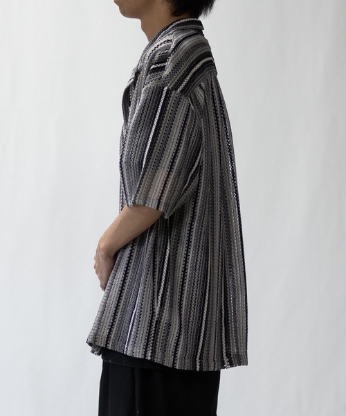 【a】バルファレース ルーズシルエット オープンカラー シアーシャツ(シャツ/ブラウス)|Naive magic(ナイーブマジック) 【a】バルファレース ルーズシルエット オープンカラー シアーシャツ(シャツ/ブラウス)|Naive magic(ナイーブマジック)