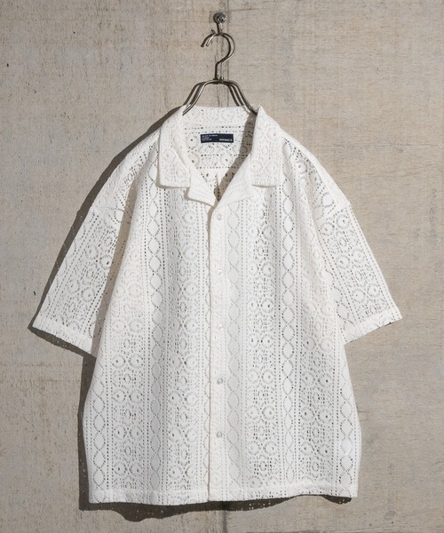 【a】バルファレース ルーズシルエット オープンカラー シアーシャツ(シャツ/ブラウス)|Naive magic(ナイーブマジック) 【a】バルファレース ルーズシルエット オープンカラー シアーシャツ(シャツ/ブラウス)|Naive magic(ナイーブマジック)