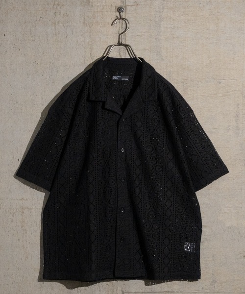 【a】バルファレース ルーズシルエット オープンカラー シアーシャツ(シャツ/ブラウス)|Naive magic(ナイーブマジック) 【a】バルファレース ルーズシルエット オープンカラー シアーシャツ(シャツ/ブラウス)|Naive magic(ナイーブマジック)