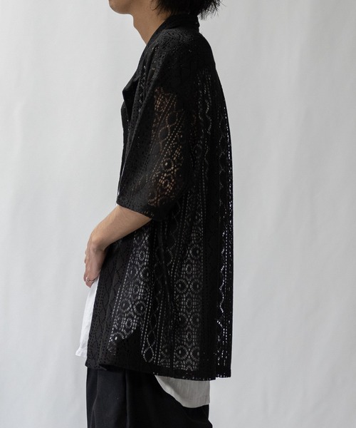 【a】バルファレース ルーズシルエット オープンカラー シアーシャツ(シャツ/ブラウス)|Naive magic(ナイーブマジック) 【a】バルファレース ルーズシルエット オープンカラー シアーシャツ(シャツ/ブラウス)|Naive magic(ナイーブマジック)