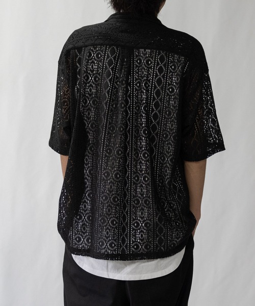 【a】バルファレース ルーズシルエット オープンカラー シアーシャツ(シャツ/ブラウス)|Naive magic(ナイーブマジック) 【a】バルファレース ルーズシルエット オープンカラー シアーシャツ(シャツ/ブラウス)|Naive magic(ナイーブマジック)