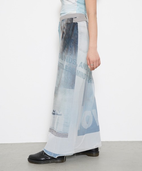 TheOpen Product（ザオープンプロダクト）の「THE OPEN PRODUCT PRINTED MAXI WRAP SKIRT GTO212SK007（スカート・レディース・グレー・1）」の14枚目の写真