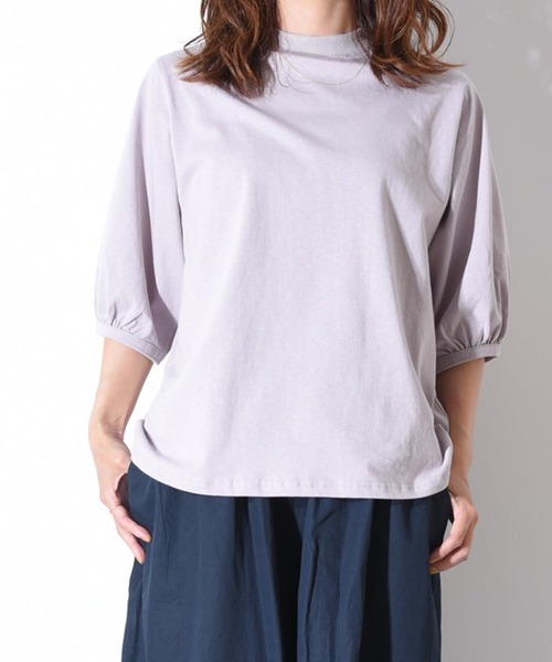 folka（フォルカ）の「1-パフスリーブ Tシャツ コットン クルーネック（Tシャツ/カットソー・レディース・アイボリー/ネイビー/ライトグレー・ONE SIZE）」の2枚目の写真