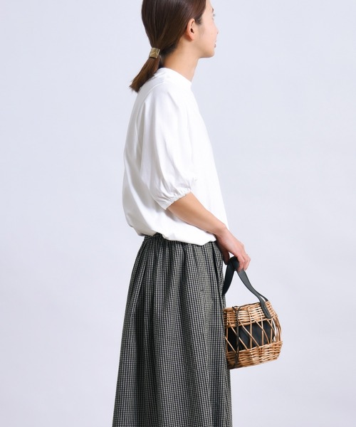 folka（フォルカ）の「1-パフスリーブ Tシャツ コットン クルーネック（Tシャツ/カットソー・レディース・アイボリー/ネイビー/ライトグレー・ONE SIZE）」の4枚目の写真