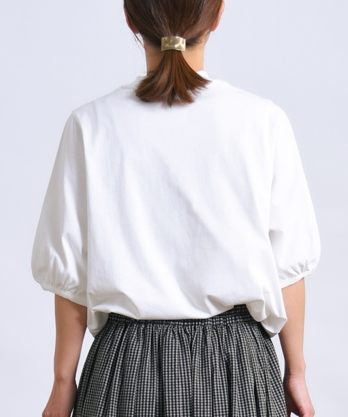 folka（フォルカ）の「1-パフスリーブ Tシャツ コットン クルーネック（Tシャツ/カットソー・レディース・アイボリー/ネイビー/ライトグレー・ONE SIZE）」の6枚目の写真