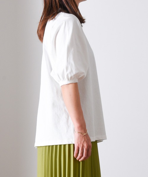 folka（フォルカ）の「1-パフスリーブ Tシャツ コットン クルーネック（Tシャツ/カットソー・レディース・アイボリー/ネイビー/ライトグレー・ONE SIZE）」の16枚目の写真