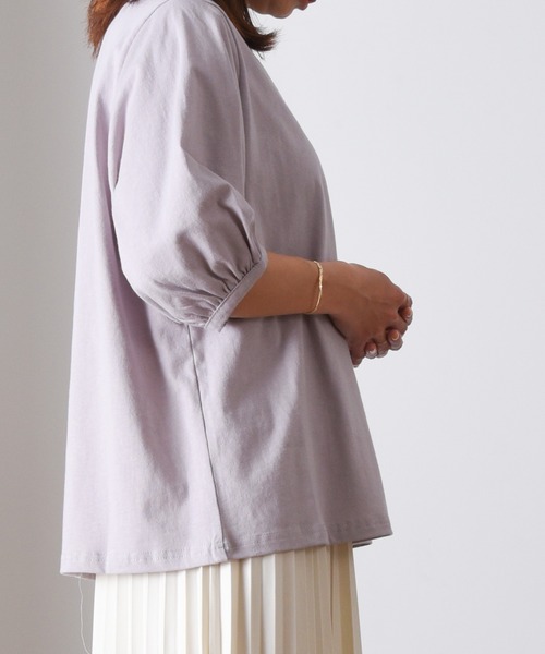 folka（フォルカ）の「1-パフスリーブ Tシャツ コットン クルーネック（Tシャツ/カットソー・レディース・アイボリー/ネイビー/ライトグレー・ONE SIZE）」の19枚目の写真