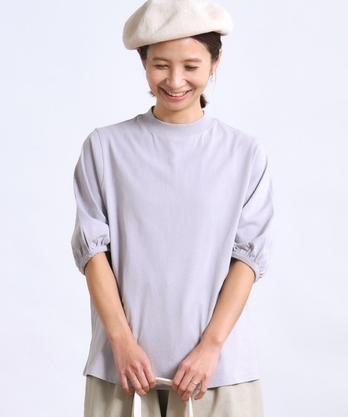 folka（フォルカ）の「1-パフスリーブ Tシャツ コットン クルーネック（Tシャツ/カットソー・レディース・アイボリー/ネイビー/ライトグレー・ONE SIZE）」の21枚目の写真