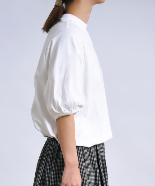 folka（フォルカ）の「1-パフスリーブ Tシャツ コットン クルーネック（Tシャツ/カットソー・レディース・アイボリー/ネイビー/ライトグレー・ONE SIZE）」の18枚目の写真