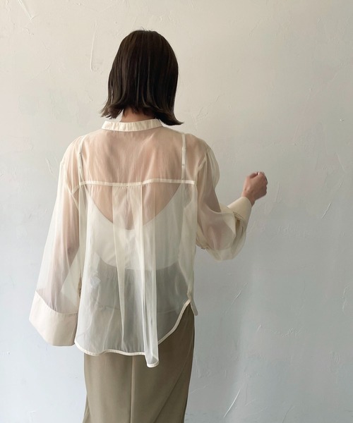 CLEIO（クレイオ）の「【CLEIO】オーガンジー切替ブラウス（シャツ/ブラウス・レディース・アイボリー/ブラウン・FREE）」の20枚目の写真