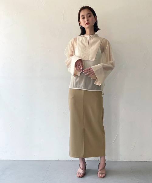 CLEIO（クレイオ）の「【CLEIO】オーガンジー切替ブラウス（シャツ/ブラウス・レディース・アイボリー/ブラウン・FREE）」の21枚目の写真