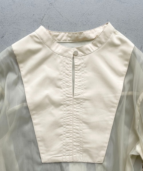 CLEIO（クレイオ）の「【CLEIO】オーガンジー切替ブラウス（シャツ/ブラウス・レディース・アイボリー/ブラウン・FREE）」の7枚目の写真