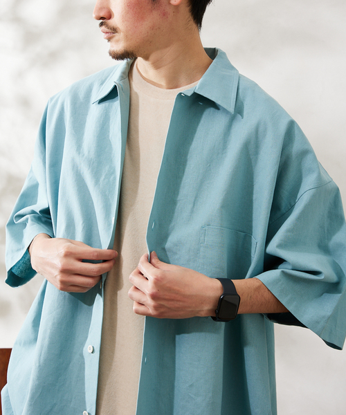 ARMY TWILL（アーミーツイル）の「【ARMY TWILL / アーミーツイル】別注 スラブビッグシャツ（シャツ/ブラウス・メンズ・グリーン/アイボリー/ブルー系その他・MEDIUM/LARGE）」の3枚目の写真