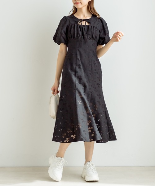 OLIVE des OLIVE（オリーブデオリーブ）の「【WEB限定】魅力的レディ胸開きワンピース（ワンピース・レディース・チェック/ライトグレー/ホワイト/ブラック/オフホワイト・FREE）」の7枚目の写真