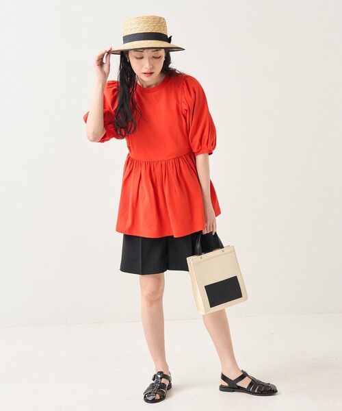 FREAK'S STORE（フリークスストア）の「パフスリーブカットチュニック（Tシャツ/カットソー・レディース・レッド/ブラック/オフホワイト・ﾌﾘ-）」の17枚目の写真