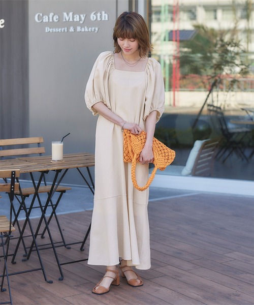 JOIEVE ドット ワンピース マーメイドスカート スクエアネック ワンピース Jasmine新作 スクエアネックツイードマーメイドワンピース 韓国