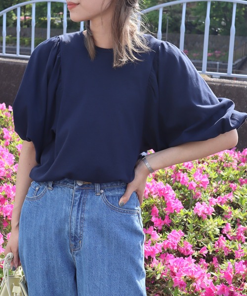 AMERICAN HOLIC(アメリカンホリック)の「ドルマンギャザーカットプルオーバー(Tシャツ/カットソー・レディース・ネイビー/ブラック/その他7/オフホワイト・M/L)」の5枚目の写真