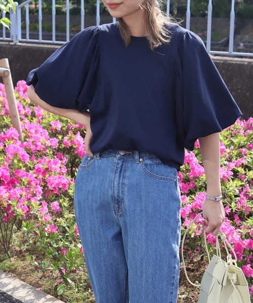 AMERICAN HOLIC(アメリカンホリック)の「ドルマンギャザーカットプルオーバー(Tシャツ/カットソー・レディース・ネイビー/ブラック/その他7/オフホワイト・M/L)」の6枚目の写真