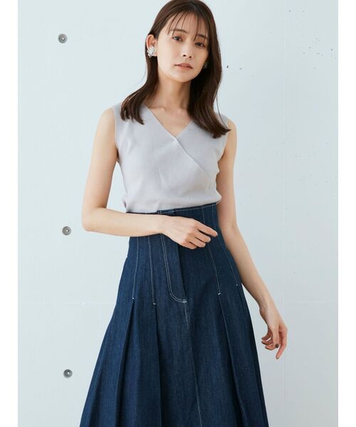 MERCURYDUO(マーキュリーデュオ)の「2WAYノースリーブネックレス付きニット(ニット/セーター・レディース・オフホワイト/チャコールグレー/ライトブルー/ベビーピンク・FREE)」の11枚目の写真