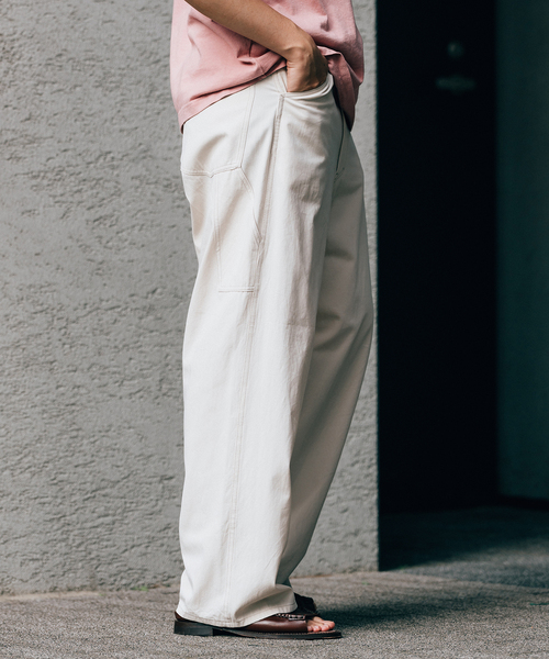 EDIFICE LA BOUCLE(エディフィスラブークル)の「【LA BOUCLE / ラブークル】ペインターパンツ ハイツイストツイル(その他パンツ・メンズ・アイボリー/シャーベット/ネイビー・2/1)」の14枚目の写真