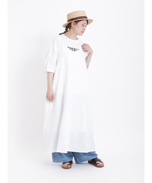 Samansa Mos2(サマンサ モスモス)の「ポコポコ素材前後着キャミワンピース(ワンピース・レディース・ブラック/オフホワイト/ピンク/グリーン/キャメル・F)」の1枚目の写真