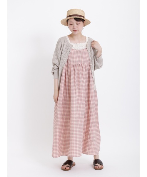 Samansa Mos2(サマンサ モスモス)の「ポコポコ素材前後着キャミワンピース(ワンピース・レディース・ブラック/オフホワイト/ピンク/グリーン/キャメル・F)」の5枚目の写真