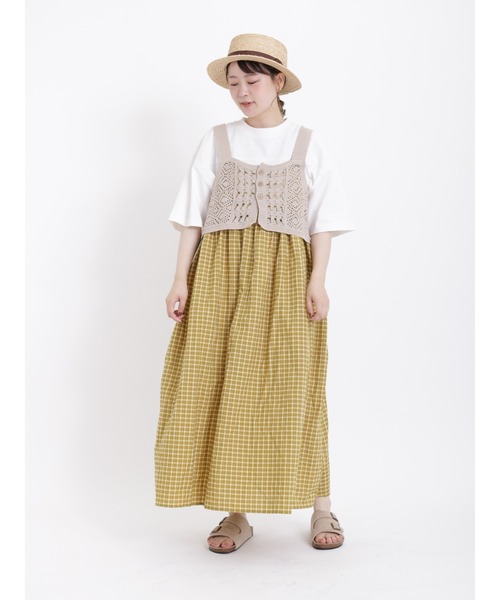 Samansa Mos2(サマンサ モスモス)の「ポコポコ素材前後着キャミワンピース(ワンピース・レディース・ブラック/オフホワイト/ピンク/グリーン/キャメル・F)」の17枚目の写真