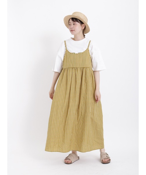 Samansa Mos2(サマンサ モスモス)の「ポコポコ素材前後着キャミワンピース(ワンピース・レディース・ブラック/オフホワイト/ピンク/グリーン/キャメル・F)」の10枚目の写真