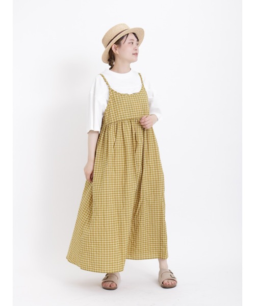 Samansa Mos2(サマンサ モスモス)の「ポコポコ素材前後着キャミワンピース(ワンピース・レディース・ブラック/オフホワイト/ピンク/グリーン/キャメル・F)」の7枚目の写真