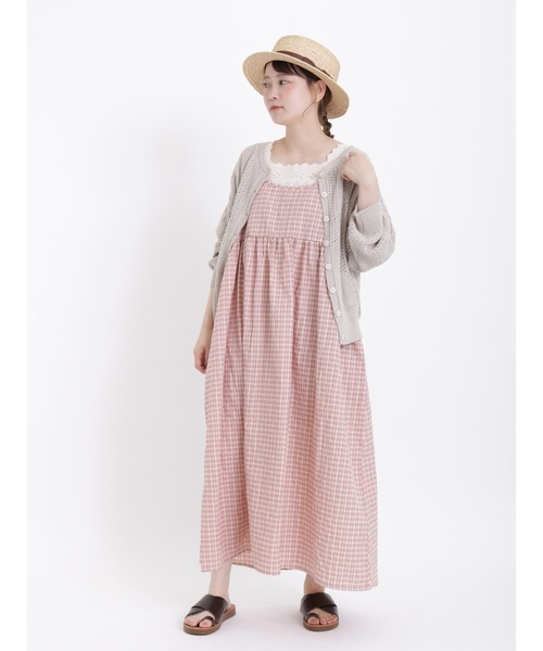 Samansa Mos2(サマンサ モスモス)の「ポコポコ素材前後着キャミワンピース(ワンピース・レディース・ブラック/オフホワイト/ピンク/グリーン/キャメル・F)」の14枚目の写真