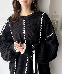 classicalelf | 存在感放つ、2wayクレイジーステッチクルーネックニット(ニット/セーター)