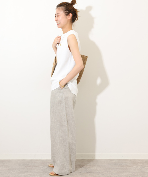 JOURNAL STANDARD relume（ジャーナルスタンダード　レリューム）の「《追加3》TCワッフルノースリーブ（Tシャツ/カットソー・レディース・ホワイト/チャコールグレー/ブラック/ブルー/ベージュ系その他/ピンク系その他・FREE）」の21枚目の写真